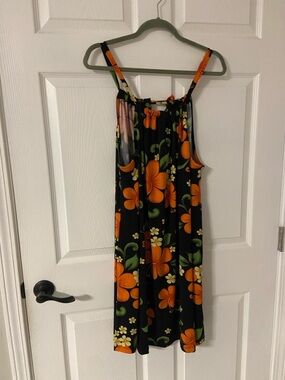 T38a- ALOHA FASHION Floral Knit Hawaiian Summer Dress
